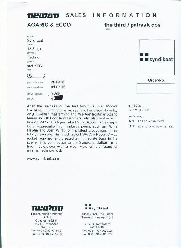 Agaric , Ecco - The Third / Patrask Dos